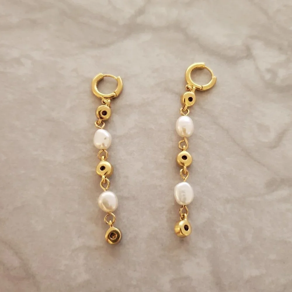 ✨ J.Crew Pearl Rhinestone Crystal Bridal Wedding Formal Drop Dangle Earrings ✨ - Picture 4 of 8
